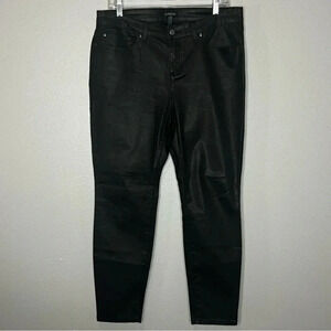Eileen Fisher Straight Slim Fit Jeans Women 14P Black Shimmer‎ 5 Pocket Casual